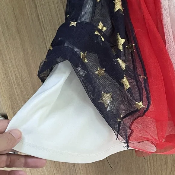 Disney Minnie Mouse Stars & Stripes Dress 2T Toddler Chambray Patriotic Tulle - Picture 4 of 7